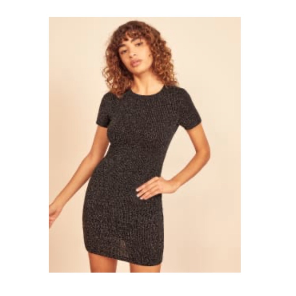 Reformation Amina Dress in Pewter Sparkle Size S